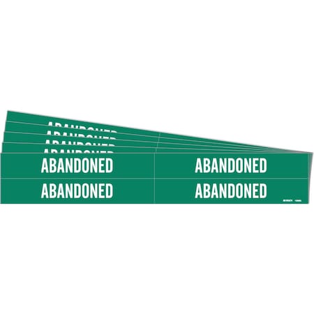ABANDONED Pipe Marker Style 4 White On Green 4 Per Card, 5 PK